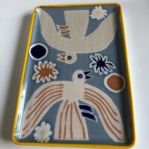 Marcelo Velho Anthropologie Folksong Trinket Dish Stoneware Bird Motif